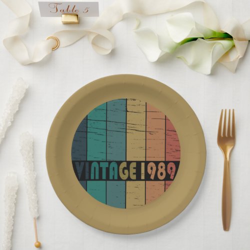 born in 1989 vintage birthday paper plates