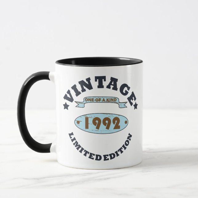 born in 1992 vintage birthday gift mug (Left)