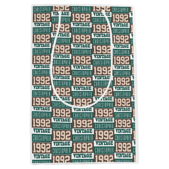 Born in 1992 with Christian Name Medium Gift Bag (Front)