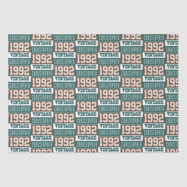 Born in 1992 with Christian Name Tissue Paper (Front)