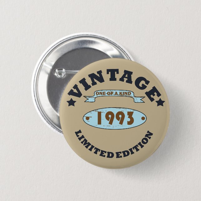 born in 1993 vintage birthday gift button (Front & Back)