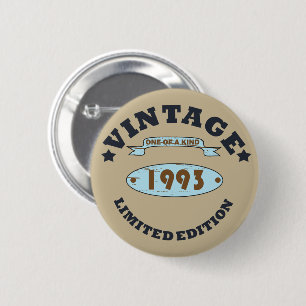 Born in 1993 vintage birthday party gift button
