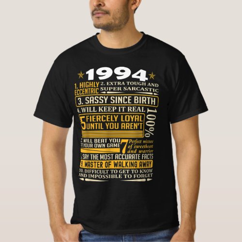 Born in 1994 facts Born In 1994 Retro Vintage Ha T_Shirt