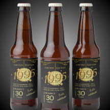 Born in 1995 30th birthday party black beer Label