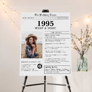 Born in 1995 Birthday Party Sign Foam Board