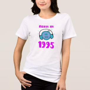 Born in 1995 Retro Headphones T-Shirt Design Tri-Blend Shirt