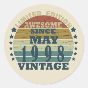 Born in 1998 birthday gift classic round sticker