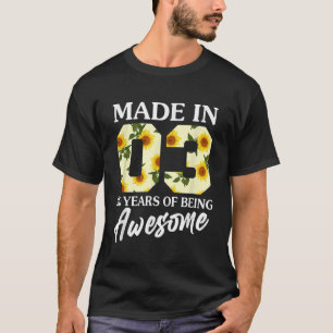 Born in 2003 20 Year Old 20th Birthday Girls Teens T-Shirt