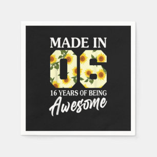 Born in 2006 16 Year Old 16th Birthday Girls Teens Napkins
