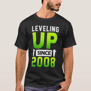 Born In 2008 Gaming Leveling Up Since 2008 Gamer B T-Shirt