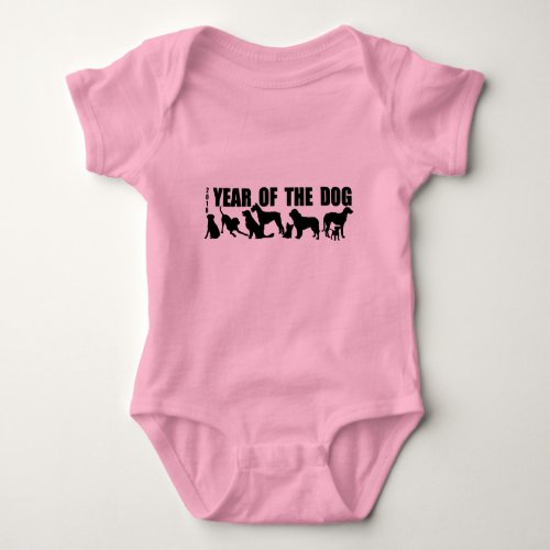 Born in 2018 Year of The Dog Baby Girl Bodysuit