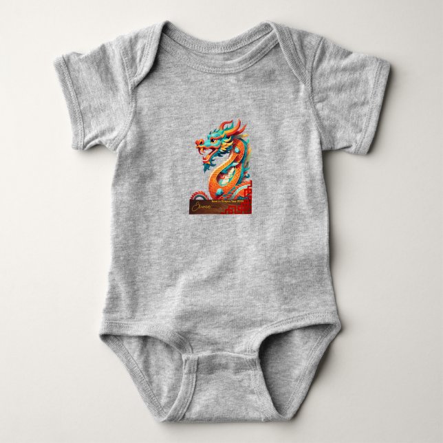 Born in a Dragon Year 2024 personalized Baby BS Baby Bodysuit (Front)