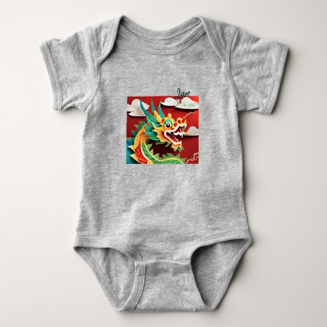 Born in a Dragon Year 2024 personalized Baby BS Bodysuit (Front)