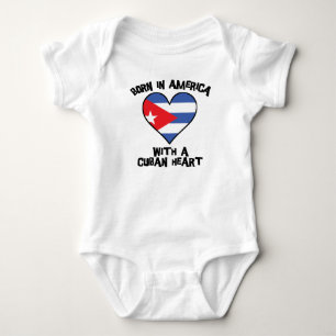Born In America With A Cuban Heart Baby Bodysuit