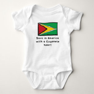 Born In America With A Guyanese Heart Cute Guyana Baby Bodysuit
