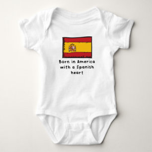 Born In America With A Spanish Heart Cute Spain Fl Baby Bodysuit