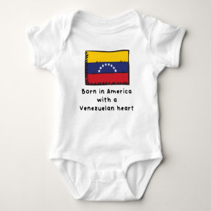 Born In America With A Venezuelan Heart Cute Venez Baby Bodysuit
