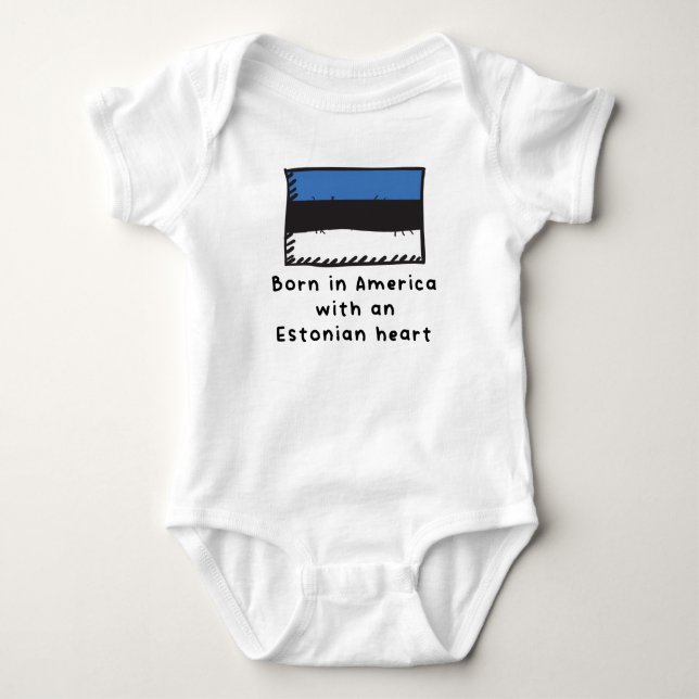 Born In America With An Estonian Heart Cute Estoni Baby Bodysuit (Front)