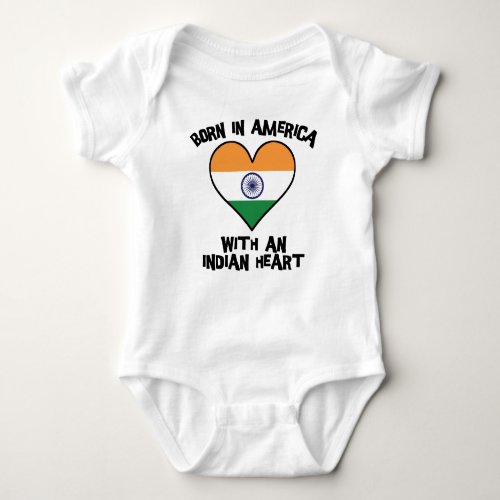 Born In America With An Indian Heart Baby Bodysuit