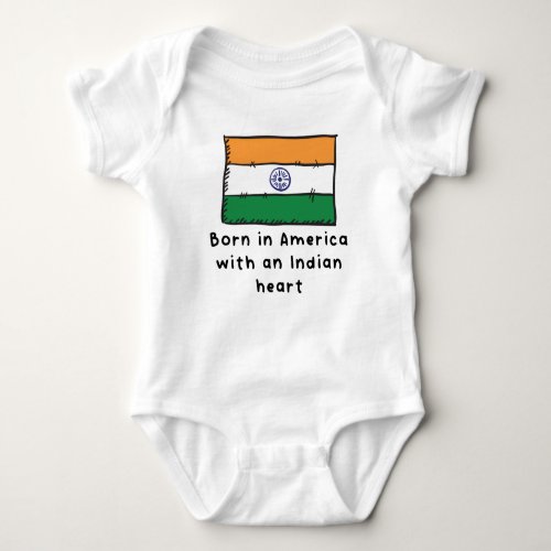 Born In America With An Indian Heart Cute India Fl Baby Bodysuit
