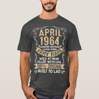 Born In April 1964 Vintage 57Th Bday Gift 57 Old T-Shirt