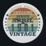 Born in april 1981 vintage birthday large clock<br><div class="desc">You can add some originality to your wardrobe with this original 1981 vintage sunset retro-looking birthday design with awesome colors and typography font lettering, is a great gift idea for men, women, husband, wife girlfriend, and a boyfriend who will love this one-of-a-kind artwork. The best amazing and funny holiday present...</div>