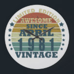 Born in april 1981 vintage birthday large clock<br><div class="desc">You can add some originality to your wardrobe with this original 1981 vintage sunset retro-looking birthday design with awesome colors and typography font lettering, is a great gift idea for men, women, husband, wife girlfriend, and a boyfriend who will love this one-of-a-kind artwork. The best amazing and funny holiday present...</div>