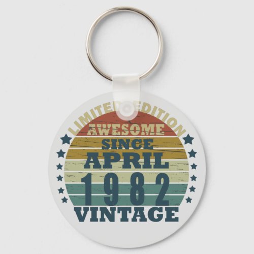 Born in april 1982 vintage birthday keychain