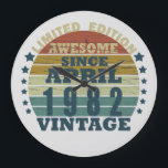 Born in april 1982 vintage birthday large clock<br><div class="desc">You can add some originality to your wardrobe with this original 1982 vintage sunset retro-looking birthday design with awesome colors and typography font lettering, is a great gift idea for men, women, husband, wife girlfriend, and a boyfriend who will love this one-of-a-kind artwork. The best amazing and funny holiday present...</div>