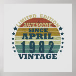 Born in april 1982 vintage birthday poster<br><div class="desc">You can add some originality to your wardrobe with this original 1982 vintage sunset retro-looking birthday design with awesome colors and typography font lettering, is a great gift idea for men, women, husband, wife girlfriend, and a boyfriend who will love this one-of-a-kind artwork. The best amazing and funny holiday present...</div>