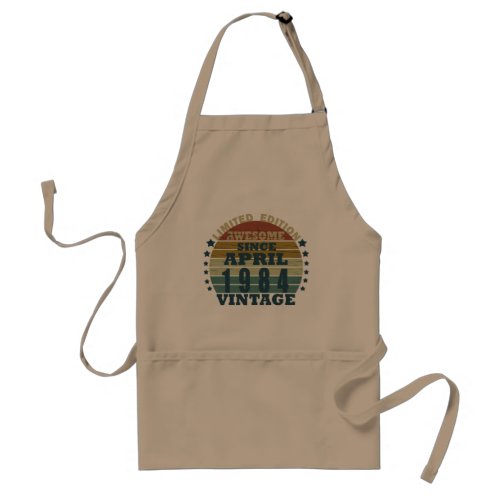 born in april 1984 vintage birthday adult apron