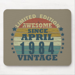 born in april 1984 vintage birthday mouse pad