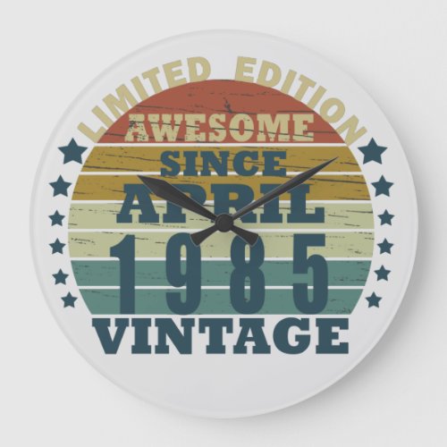 born in april 1985 vintage birthday large clock