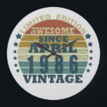 born in april 1986 vintage birthday large clock<br><div class="desc">You can add some originality to your wardrobe with this original 1986 vintage sunset retro-looking birthday design with awesome colors and typography font lettering, is a great gift idea for men, women, husband, wife girlfriend, and a boyfriend who will love this one-of-a-kind artwork. The best amazing and funny holiday present...</div>