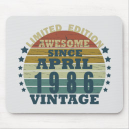 born in april 1986 vintage birthday mouse pad
