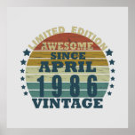born in april 1986 vintage birthday poster<br><div class="desc">You can add some originality to your wardrobe with this original 1986 vintage sunset retro-looking birthday design with awesome colors and typography font lettering, is a great gift idea for men, women, husband, wife girlfriend, and a boyfriend who will love this one-of-a-kind artwork. The best amazing and funny holiday present...</div>