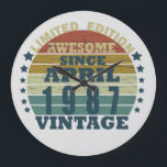 born in april 1987 vintage birthday large clock<br><div class="desc">You can add some originality to your wardrobe with this original 1987 vintage sunset retro-looking birthday design with awesome colors and typography font lettering, is a great gift idea for men, women, husband, wife girlfriend, and a boyfriend who will love this one-of-a-kind artwork. The best amazing and funny holiday present...</div>