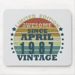 born in april 1987 vintage birthday mouse pad