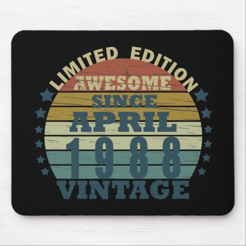 born in april 1988 vintage birthday mouse pad