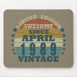 born in april 1989 vintage birthday mouse pad