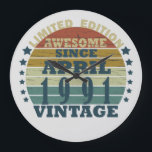born in april 1991 vintage birthday large clock<br><div class="desc">You can add some originality to your wardrobe with this original 1991 vintage sunset retro-looking birthday design with awesome colors and typography font lettering, is a great gift idea for men, women, husband, wife girlfriend, and a boyfriend who will love this one-of-a-kind artwork. The best amazing and funny holiday present...</div>