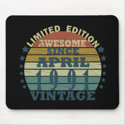 born in april 1991 vintage birthday mouse pad