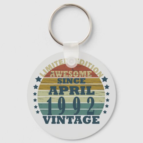 Born in april 1992 vintage birthday keychain