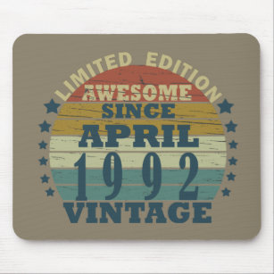 Born in april 1992 vintage birthday mouse pad