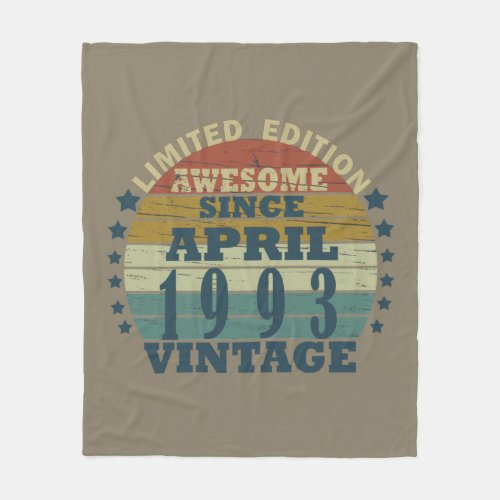 born in april 1993 vintage birthday fleece blanket