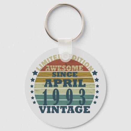 born in april 1993 vintage birthday keychain