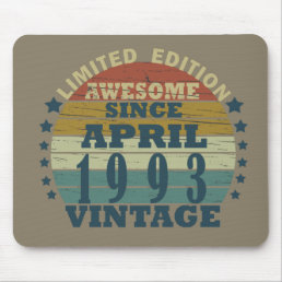 born in april 1993 vintage birthday mouse pad