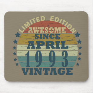 born in april 1993 vintage birthday mouse pad