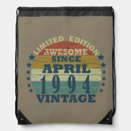 Born in april 1994 vintage birthday drawstring bag
