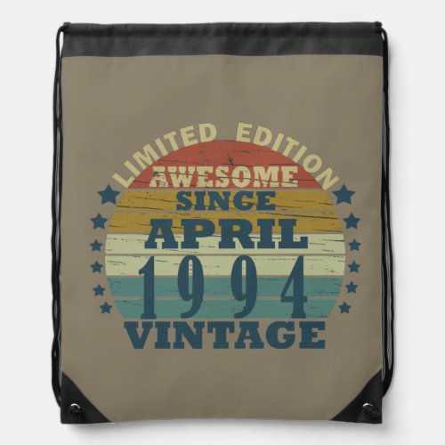 Born in april 1994 vintage birthday drawstring bag